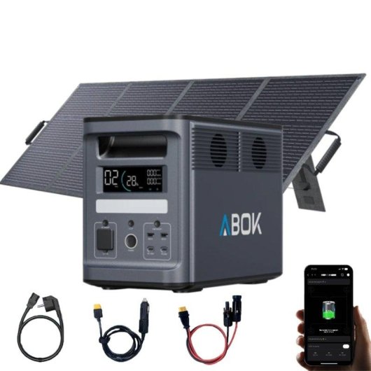 Estación de energía ABOK Ark2000 1536 Wh, 8 puertos, LiFePO4 + panel solar 200 W
