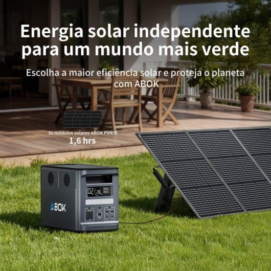 Estación de energía ABOK Ark2000 1536 Wh, 8 puertos, LiFePO4 + panel solar 200 W