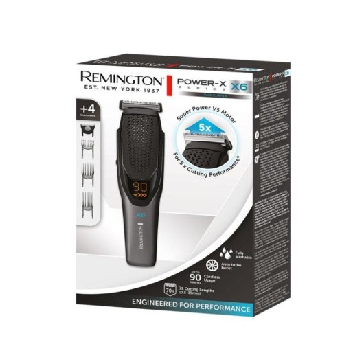 Tondeuse Homme Remington Power-X Series X6 HC6000 Sans Fil 72 Longueurs 90min 4 Sabots