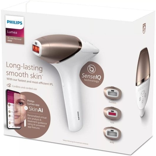 IPL Ontharing Philips Lumea 9900 BRI973/00 Draadloos 5 Niveaus 3 Opzetstukken SkinAI