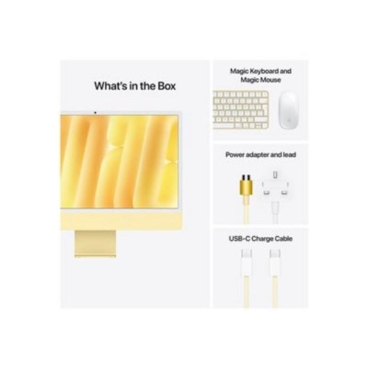 Ordenador Todo en uno Apple iMac M4 CPU de 8 núcleos 16 GB 256 GB SSD 24" macOS Amarillo Vidrio estándar + Gigabit