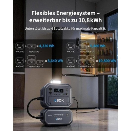 Estación de energía ABOK Ark2800 + PV200 2160 Wh 2800 W LiFePO4 con panel 200 W