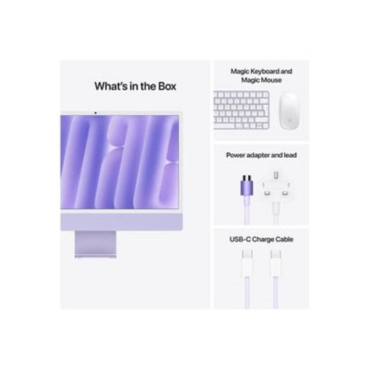 Ordenador Todo en uno Apple iMac Z1E7 M4 CPU de 8 núcleos 16GB 256GB SSD 24" macOS Violeta Vidrio estándar + Trackpad