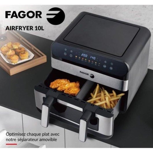 Airfryer Fagor FGF10 10L 2400W Grande Capacité Fenêtre 8 Programmes