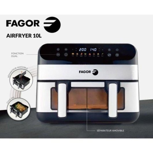 Airfryer Fagor FGF10 10L 2400W Grande Capacité Fenêtre 8 Programmes