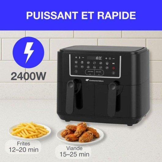 Freidora de aire Continental Edison CERFRSH24002CB 9 L 2400 W doble cesta