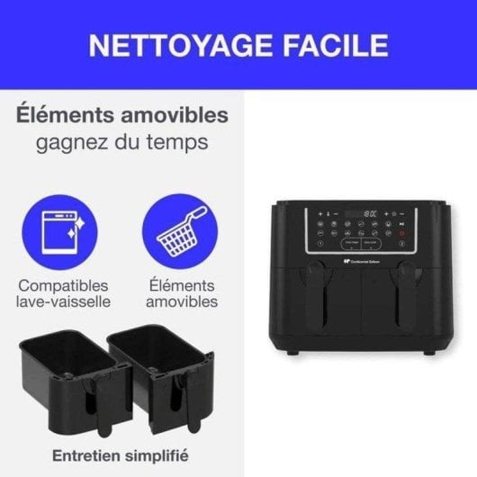 Airfryer Continental Edison CERFRSH24002CB 9 L 2400 W Dubbele Mand