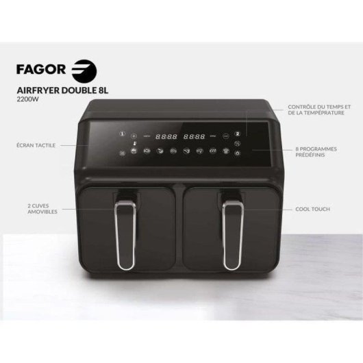 Freidora de aire Fagor FG2X4L 8 L 2200 W doble cesta con función SYNC
