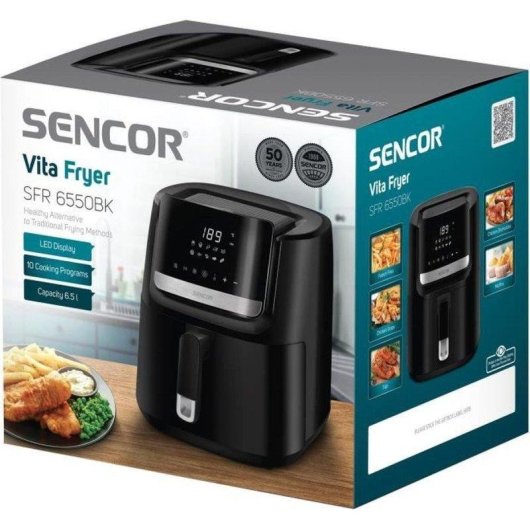 Air Fryer Sencor SFR 6550BK 6,5L 1600W Painel Digital 10 Programas