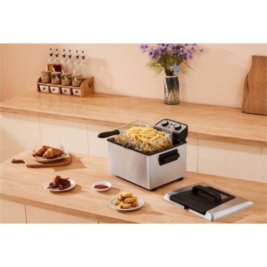 Freidora de aceite Continental Edison CEFR5IN3P 5 L 2000 W con ventana y 3 cestas