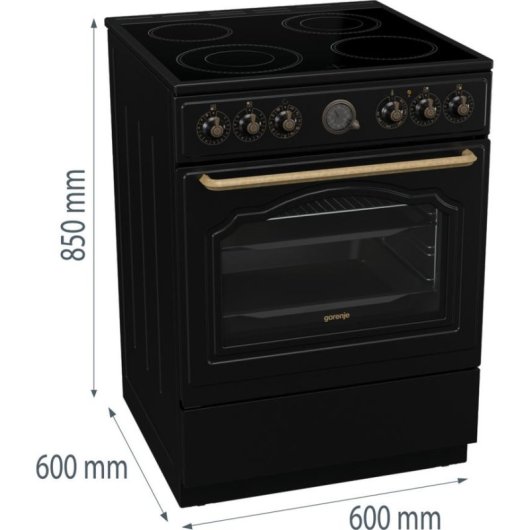 Cuisinière électrique Gorenje GECS6B70CLB 4 zones ceramiques 71 L