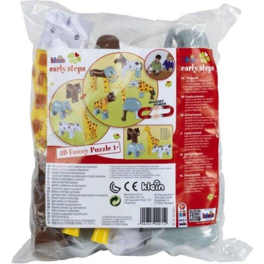 Puzzle Magnético Infantil Klein Funny Puzzle Animales 3D Set 4 Piezas