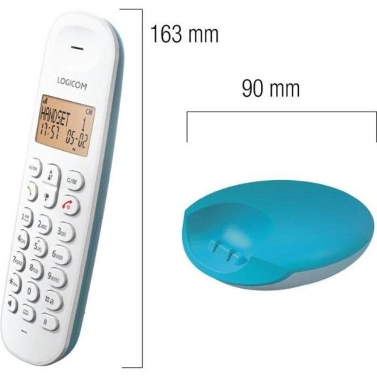Teléfono fijo inalámbrico Logicom Iloa 150 Turquesa DECT/GAP 5 terminales