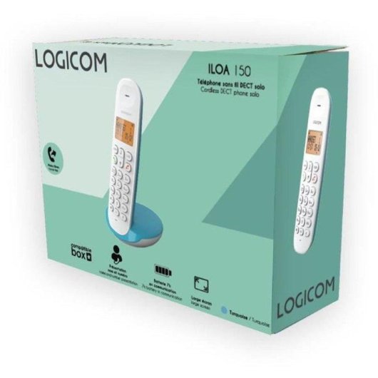 Teléfono fijo inalámbrico Logicom Iloa 150 Turquesa DECT/GAP 5 terminales