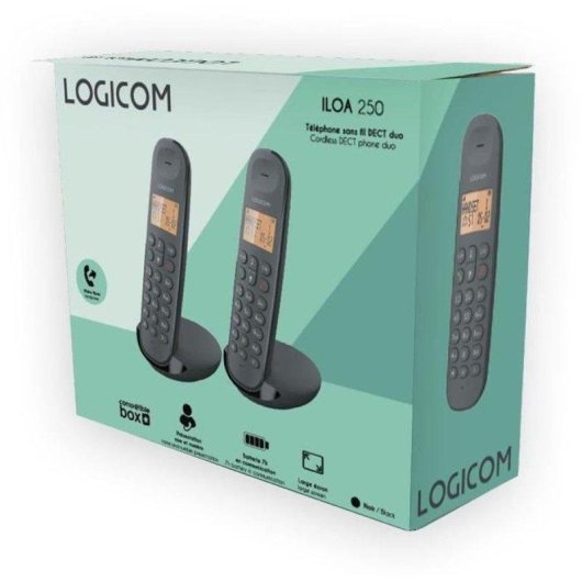 Funktelefon Logicom Iloa 250 Duo DECT/GAP mit 2 Headsets