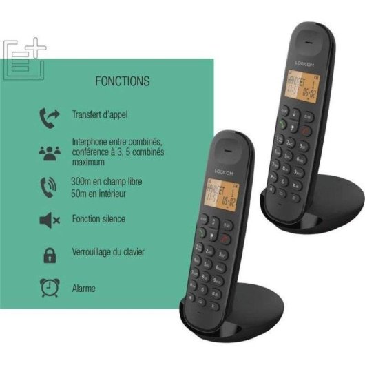 Funktelefon Logicom Iloa 250 Duo DECT/GAP mit 2 Headsets
