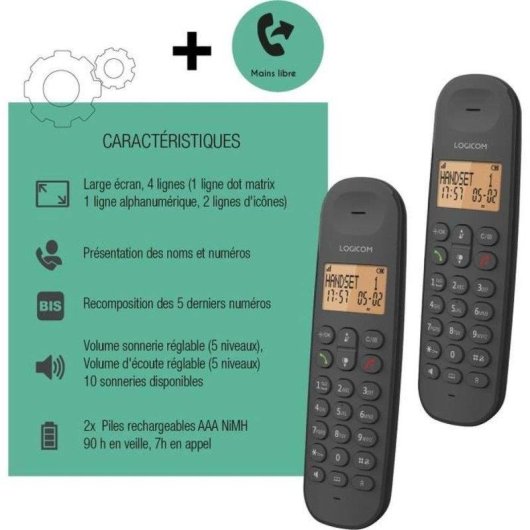 Funktelefon Logicom Iloa 250 Duo DECT/GAP mit 2 Headsets
