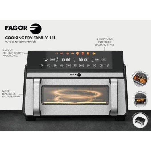Heißluftfritteuse Fagor FG10AF 11L Sichtfenster Touch 2200W 8 Programme