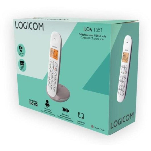 Schnurloses Telefon Logicom Iloa 155t Taupe mit Anrufbeantworter Freisprech