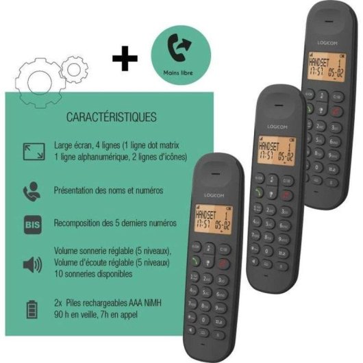 Telephone fixe sans fil Logicom Iloa 350 Trio