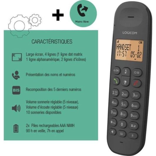 Telephone fixe Logicom ILOA 150 Solo DECT Sans Fil
