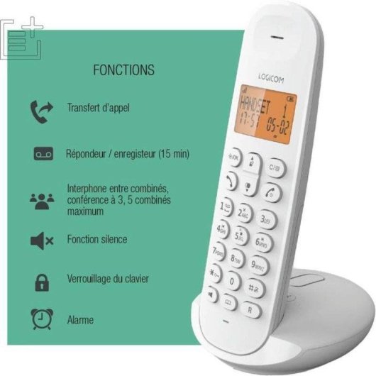 Telefono fisso senza fili Logicom ILOA 155T Bianco Mains Libres