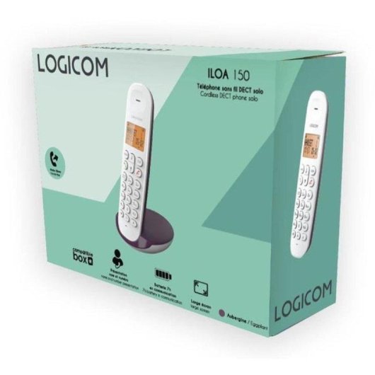 Teléfono inalámbrico DECT Logicom Iloa 150 Gran Pantalla 4 Líneas Manos Libres