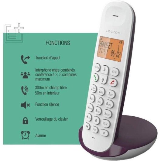 Teléfono inalámbrico DECT Logicom Iloa 150 Gran Pantalla 4 Líneas Manos Libres