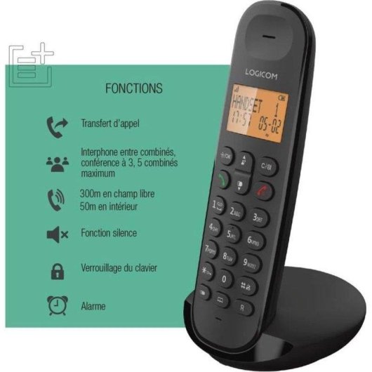 Teléfono Fijo Inalámbrico Logicom Iloa 150 300 m Pantalla 4 Líneas