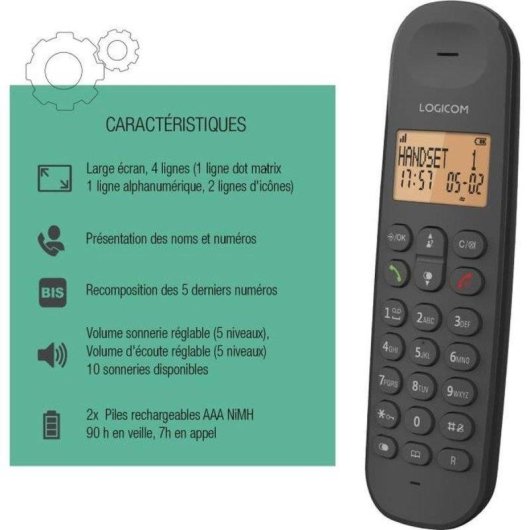 Teléfono Fijo Inalámbrico Logicom Iloa 150 300 m Pantalla 4 Líneas