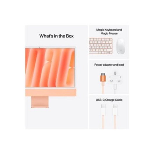 Ordenador Todo en uno Apple iMac M4 CPU de 8 núcleos 24 GB 512 GB SSD 24" macOS Naranja Vidrio estándar + Touch ID numérico Gigabit