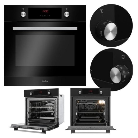 Horno Multifunción Amica EB7541DB FINE 65L 60cm Limpieza Manual A con Grill Negro