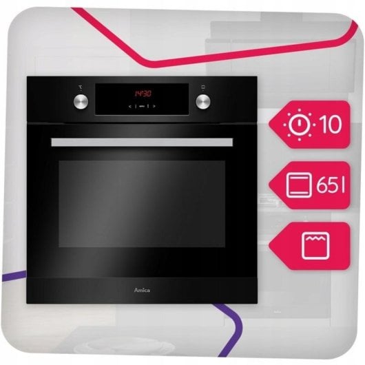 Horno Multifunción Amica EB7541DB FINE 65L 60cm Limpieza Manual A con Grill Negro