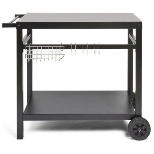 Carrinho Livoo Gs130 metal preto com rodas, prateleiras e ganchos