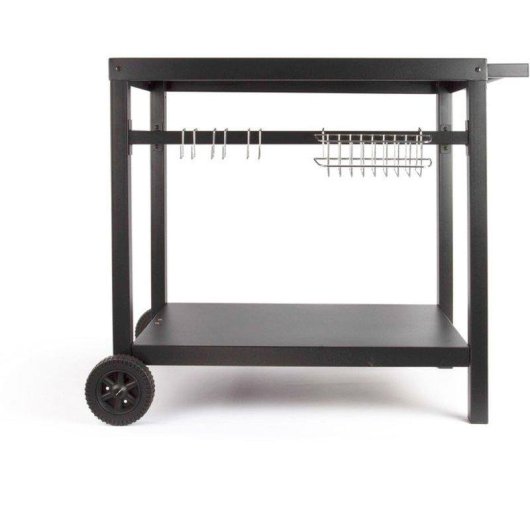 Carrinho Livoo Gs130 metal preto com rodas, prateleiras e ganchos