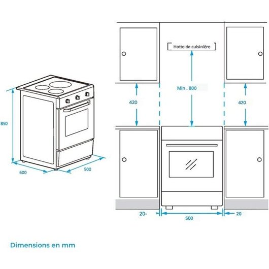 Cuisine à induction Continental Edison CECI3F50S 3 zones Horno 51 L Plata