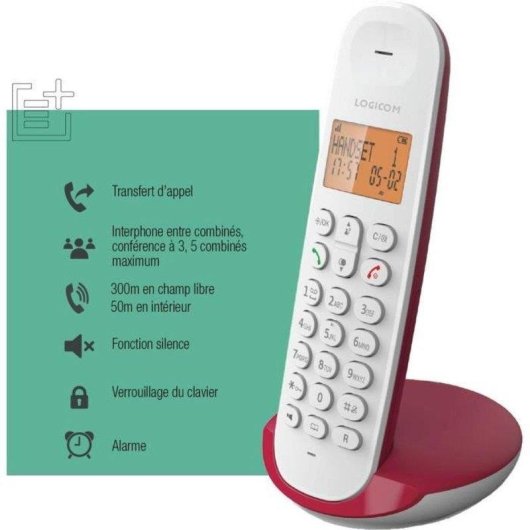 Teléfono inalámbrico Logicom Iloa 150 DECT manos libres pantalla LCD retroiluminada