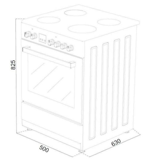Herdstuhl Continental Edison CECV50FCW 4 Felder Glas 47L Pyrolyse Weiß
