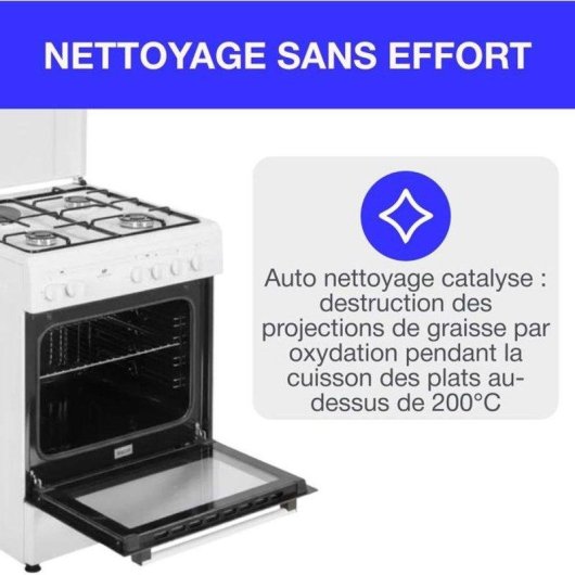 Cuisinière mixte Continental Edison Cecm60fcw 3 feux gaz 1 plaque électrique