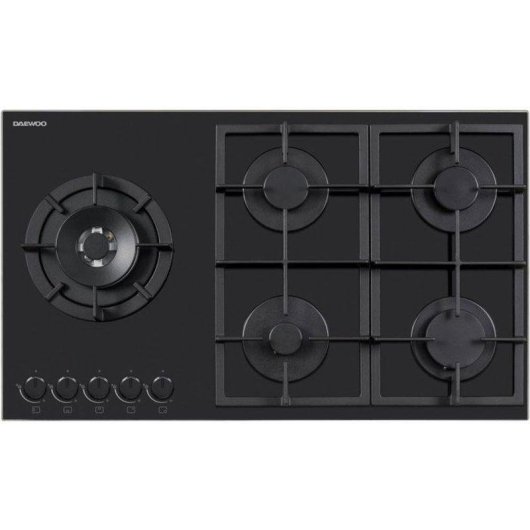Plaque de cuisson gaz encastrable Daewoo BH9GKF51BNH 90 cm cristal noir 5 feux