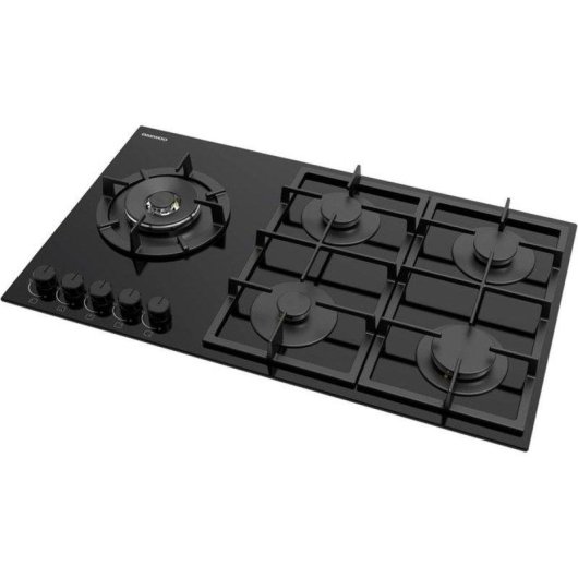 Plaque de cuisson gaz encastrable Daewoo BH9GKF51BNH 90 cm cristal noir 5 feux