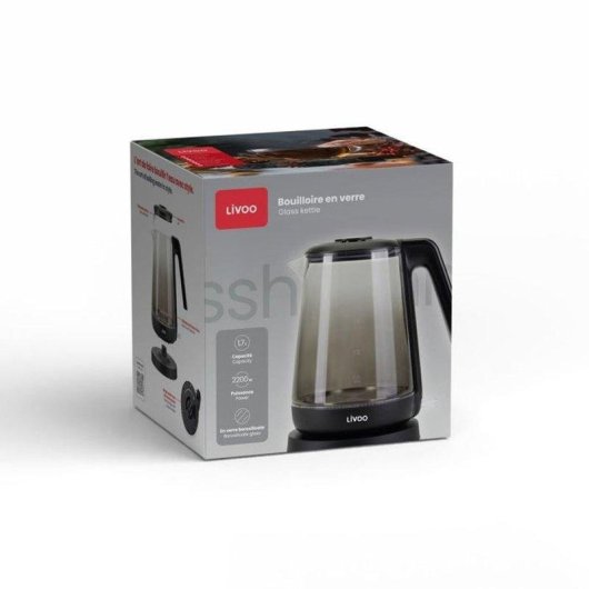 Bouilloire Livoo DOD216N Verre 1,7 L Sans Fil 360° 2200 W