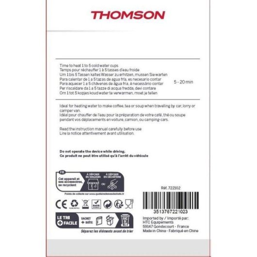 Hervidor Eléctrico Thomson 24V 1.3L 250W para Coche