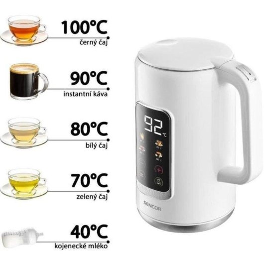 Chaleira Sencor SWK 0950WH 1,7 L Dupla Parede 2200 W Controlo LED