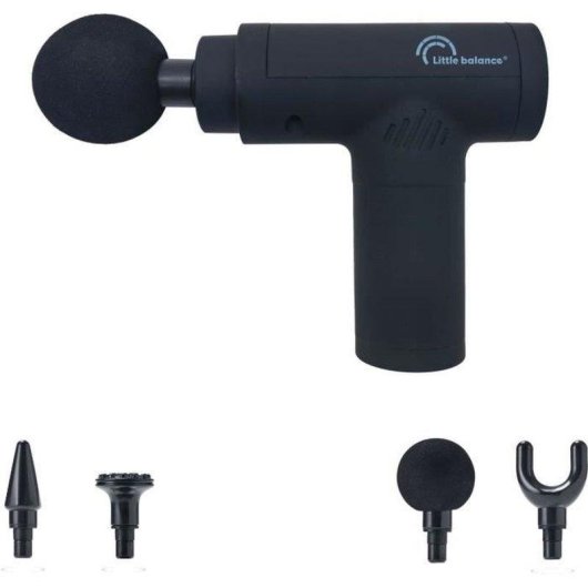 Pistola de Masaje Little Balance Sport Relax 6 Velocidades 4 Cabezales USB-C Negro