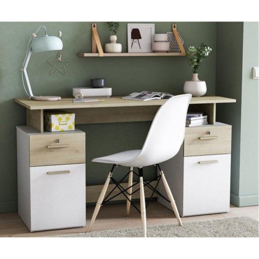 Bureau Demeyere Platon 2 tiroirs verrouillables et 2 portes battantes
