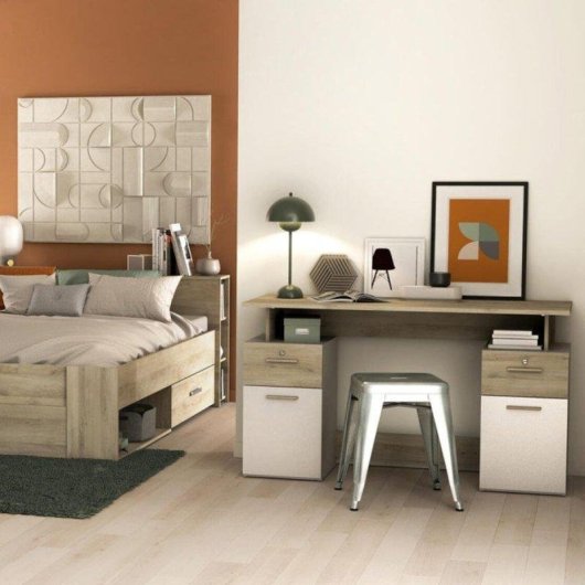 Bureau Demeyere Platon 2 tiroirs verrouillables et 2 portes battantes