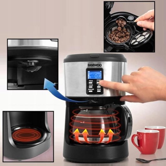 Máquina de café de filtro Daewoo DCM-1880N 0,75 L 6 chávenas com moinho
