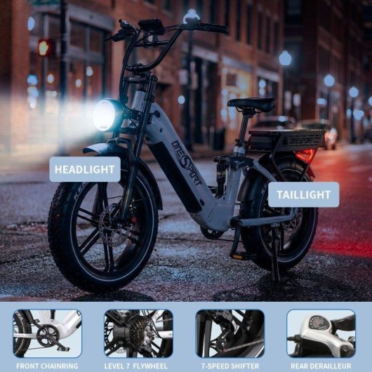 Bicicleta Eléctrica OneSport OT08 Pro 500W Doble Batería 20"