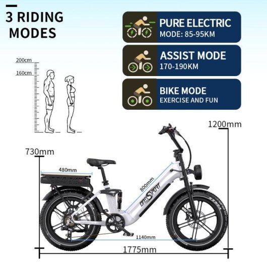 Elektrische fiets OneSport OT08 Pro 500W 48V 36Ah 20 inch aluminium hydraulische schijfremmen